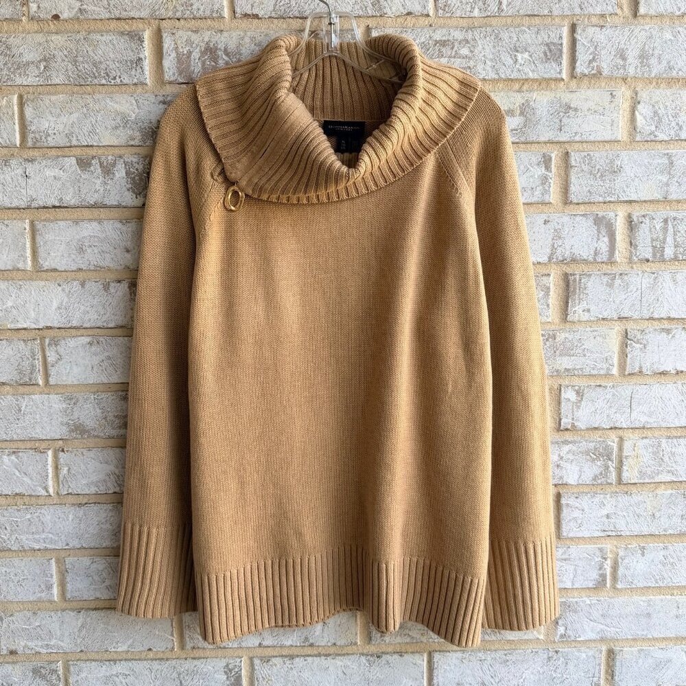 Donna Karan New York Long Sleeve Zip Side Cowl Neck Wool Blend Sweater Size XL.